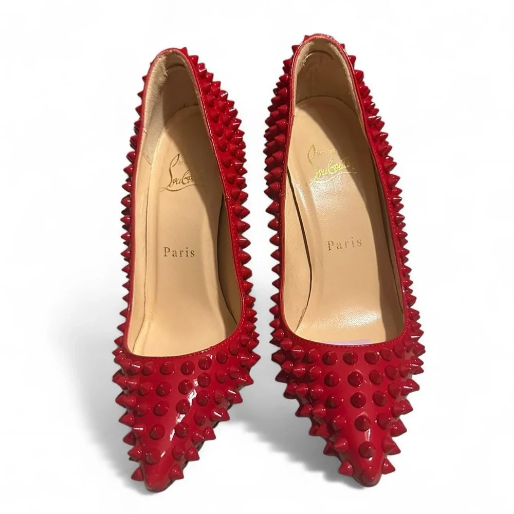 Christian louboutin red patent leather pigalle spiked heels - Picture 3 of 8